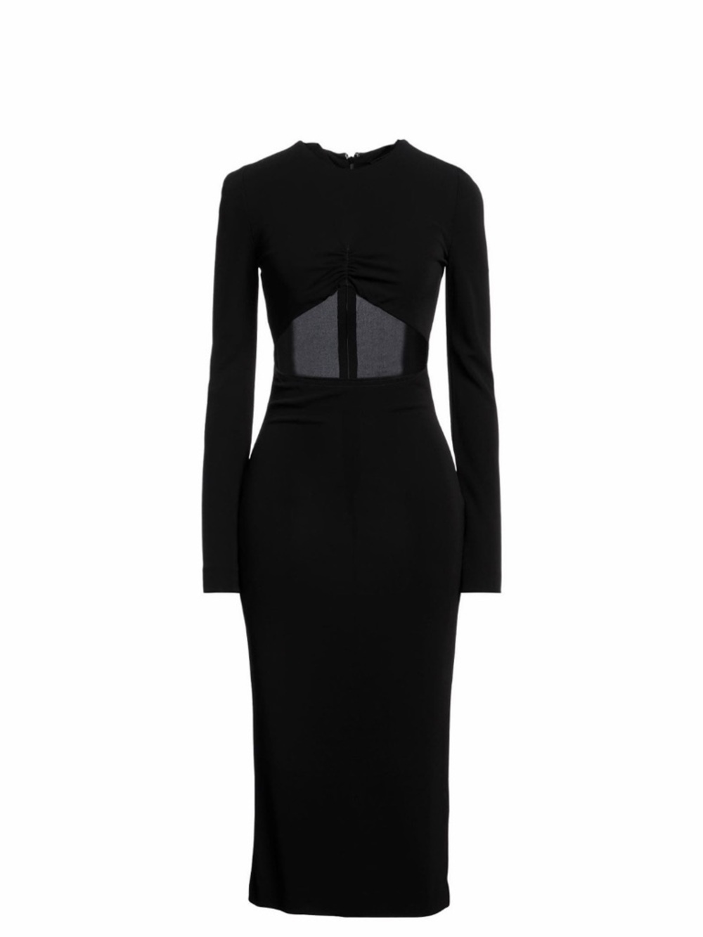 DSQUARED2 Black Long-Sleeve Midi Dress with Mesh Waist Panel